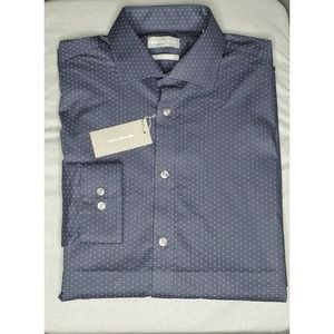 NEW Michael Kors 16 34/35 Men Blue Dress Shirt